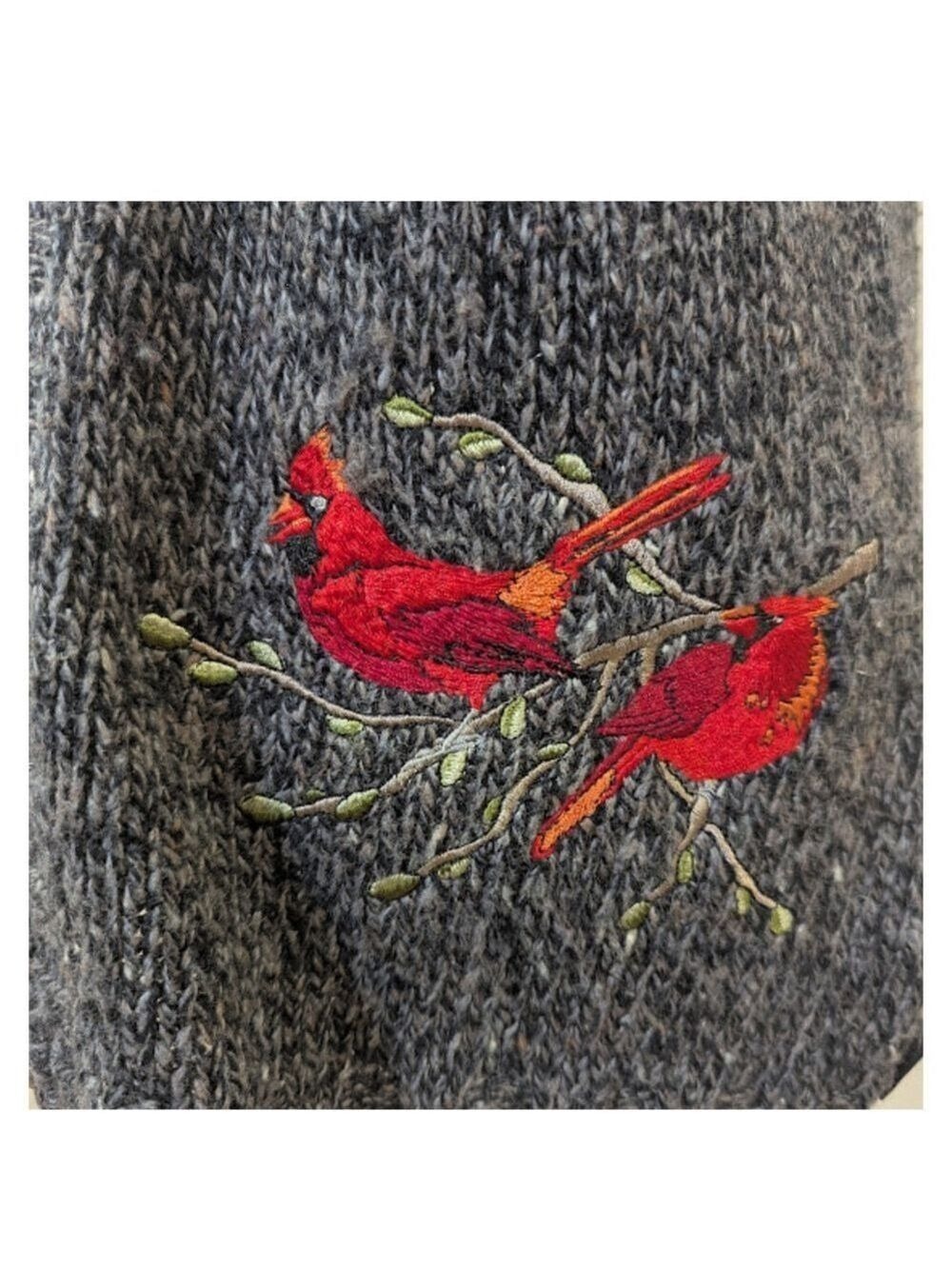 Woolrich Cardinal Embroidered Zip Sweater Vest Black Heather Size M Cottagecore - Picture 2 of 16